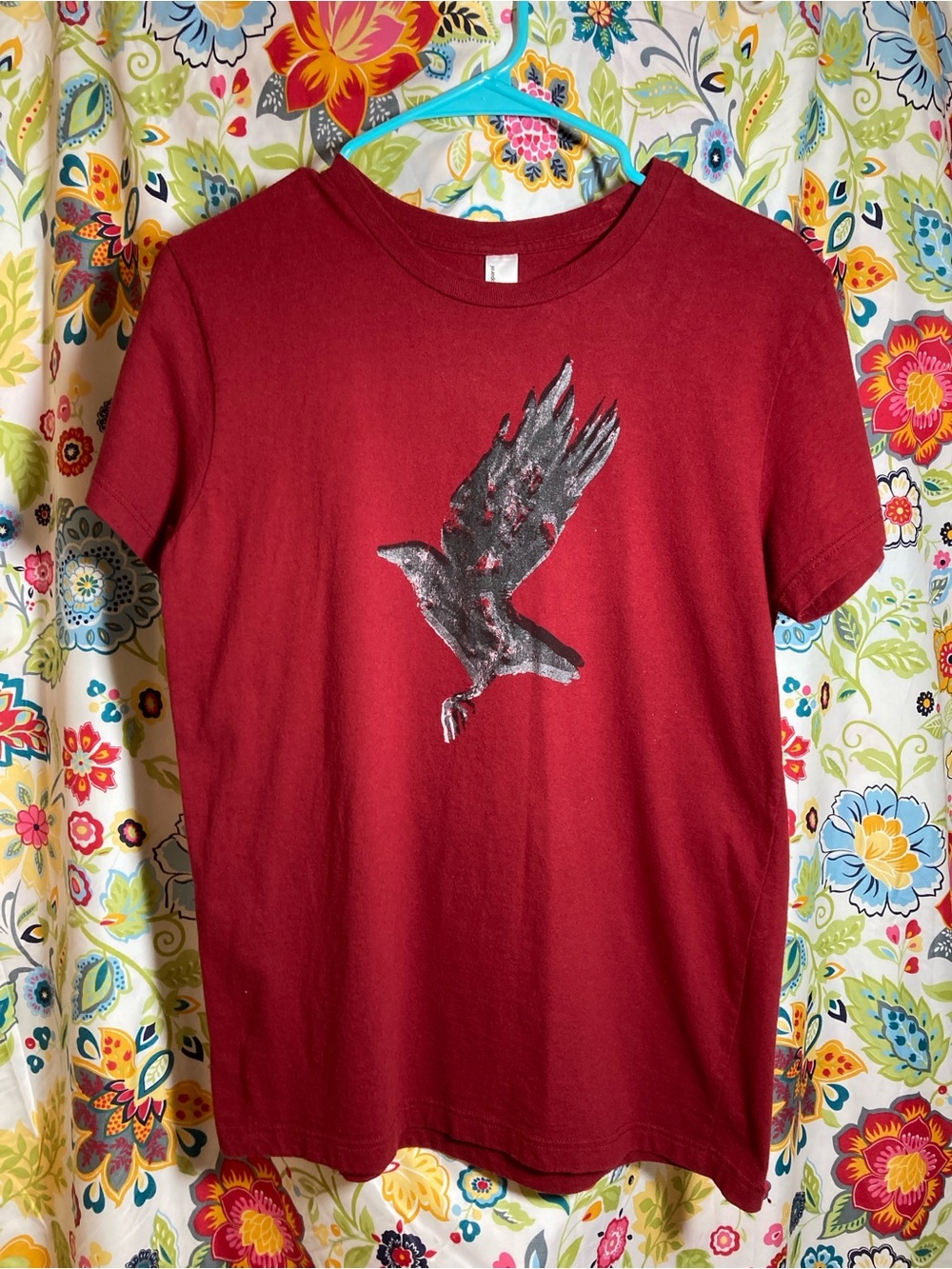 American Apparel Red Tee with Black Bird Graphic Size XL